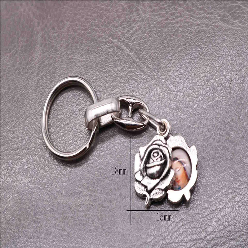 سلسلة مفاتيح دينية وردية ، سلسلة مفاتيح مع يسوع ، مريم العذراء ، لمفتاح السيارة ، حقيبة يد ، هدية #5