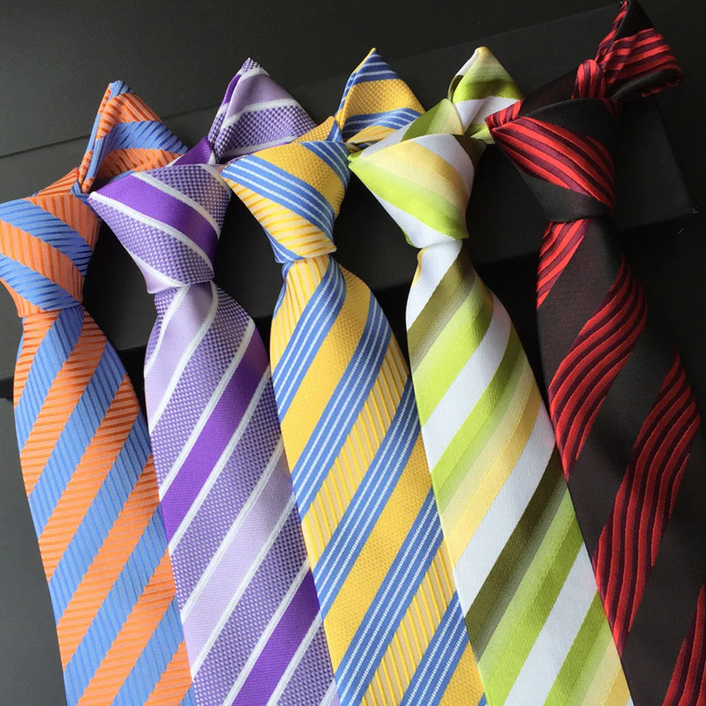 Stylish Men Bright Color Stripe Jacquard Wide Necktie Neck Tie 8cm Wedding Party BWTHZ0014