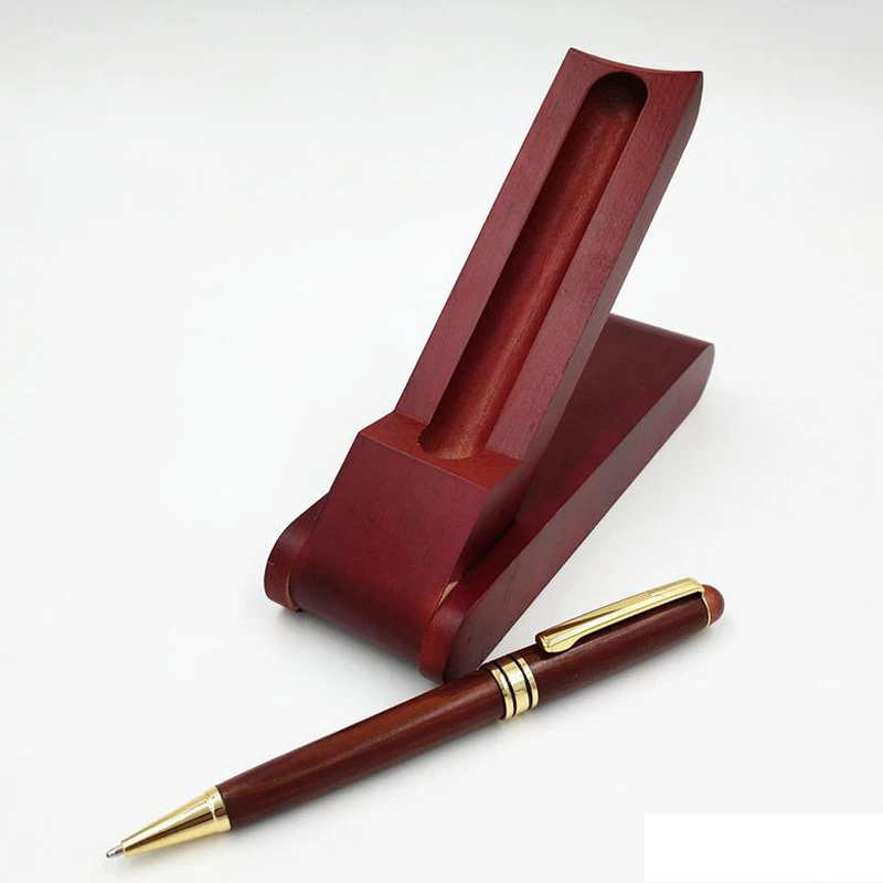 Luxury Handmade Red Wooden Fountain Pen Stainless Steel 0.5mm Nib Pump Pen Signature Pen for Bussiness and School as Gift