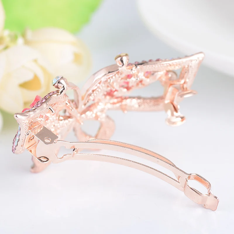 EASYA New Fashion Rhinestone Crystal Butterfly Hairpin Barrettes Hollow Out Animal Hair Clip Ornament For Women Girls