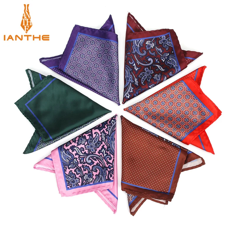 Männer der Marke Taschentuch Vintage Paisley Dot Solide Tasche Platz Weiche Seide Taschentücher Hochzeit Party Bunte Hanky Brust Handtuch Geschenk