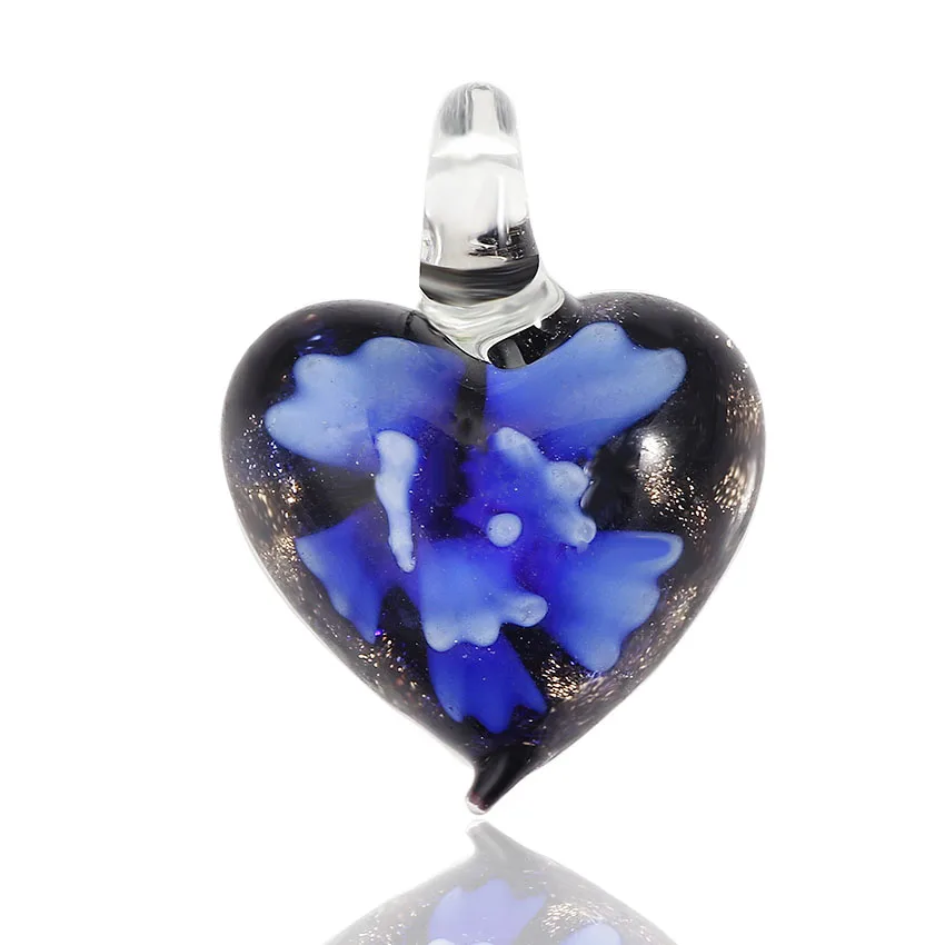 QianBei Fashion Małe Śliczne Urocze Kwiatowe Serce Lampwork Szklane Wisiorki Kolor Wybierz — zdjęcie 4