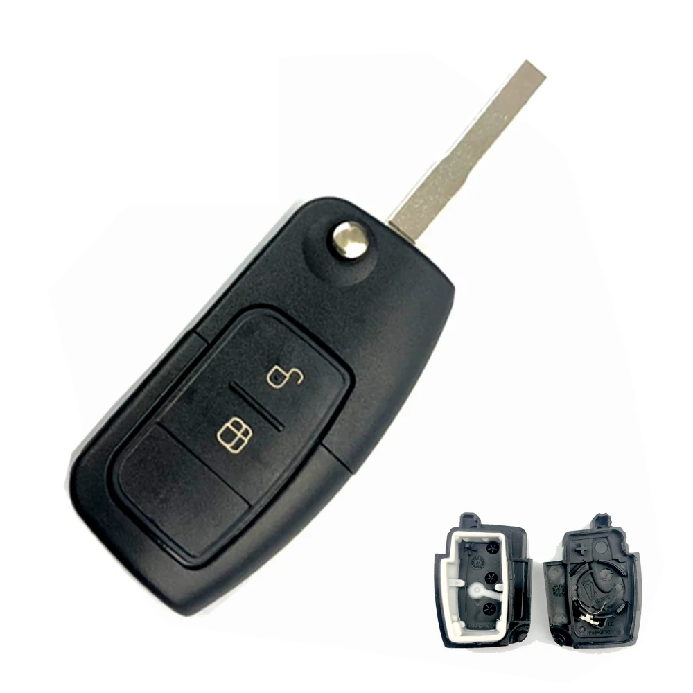 OkeyTech Flip Car Key Shell for Ford Focus Mk2 Mk3 Mk4 2 Fiesta Mondeo Ranger Fusion S Max 2 Button FO21 HU101Blade