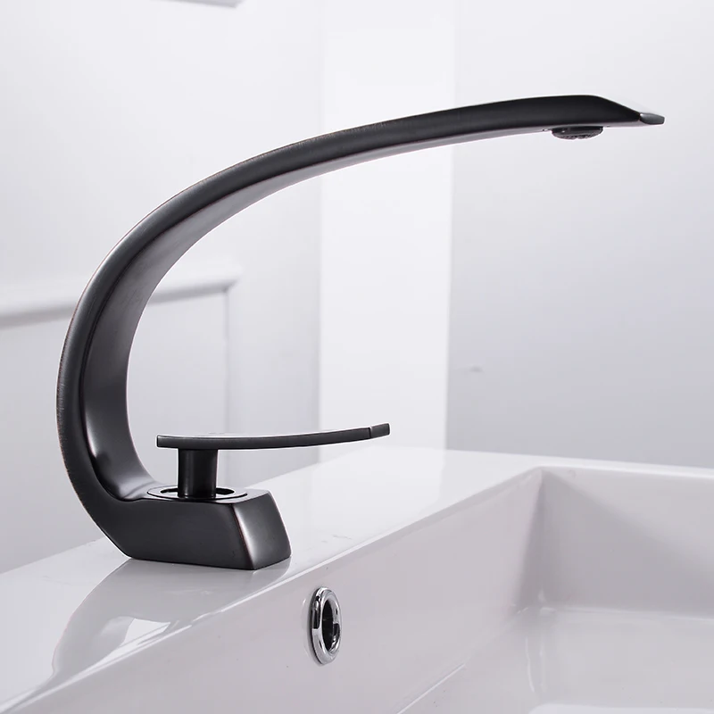 Black Basin Faucets Modern Bathroom Mixer Tap Brass Washbasin Faucet Single Handle Single Hole Elegant Crane For Bathroom