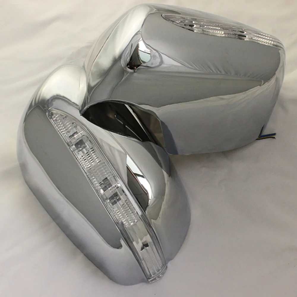 For Honda Fit Jazz 2007 2008 2009 2010 2011 2012 2014 2PCS ABS Chrome plateddoor Rearview door mirror covers with Led