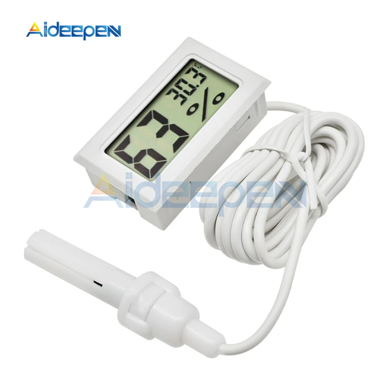 Mini LCD Digital Thermometer Hygrometer -50~110 degree Temperature Sensor For Indoor Outdoor Freezer Fridge 1M 1.5M 2M Probe