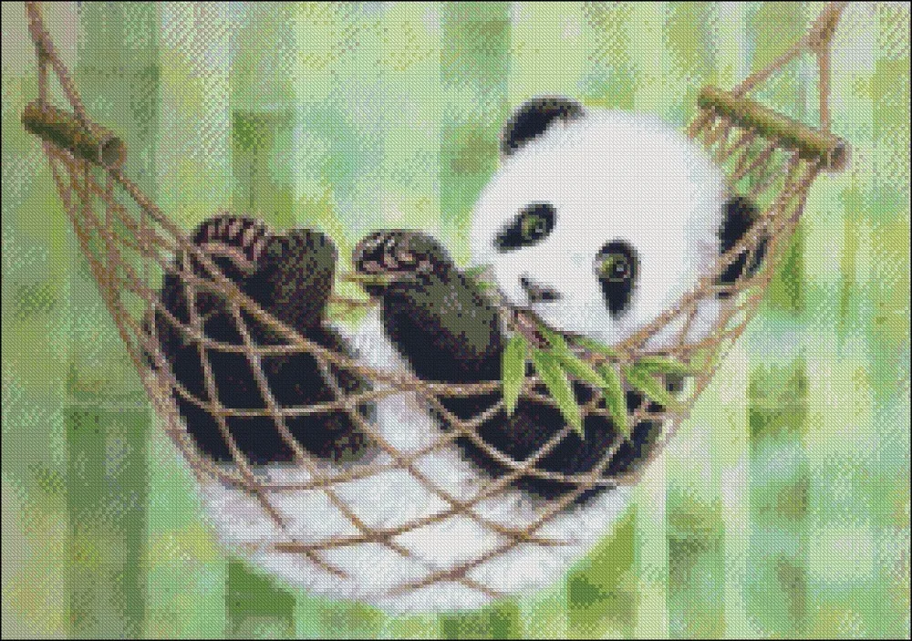 Embroidery Counted Cross Stitch Kits Needlework - Crafts 14 ct DMC color DIY Arts Handmade Decor - Hammock Panda