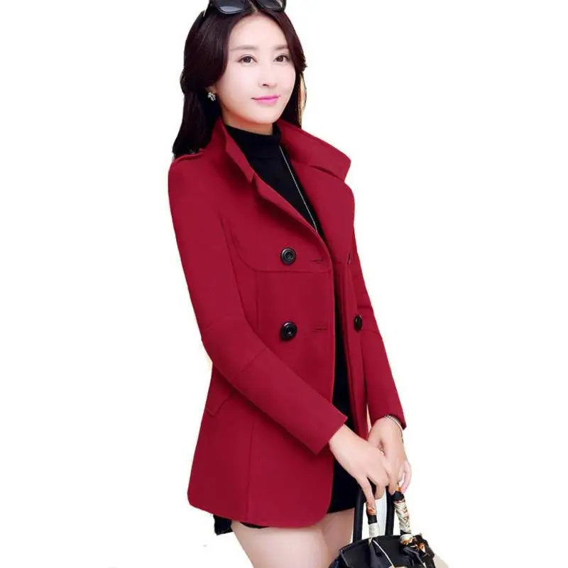 

Hot op Winter Fashion Overcoat Women Long Woolen Coats Turn-down Collar Double Breasted Slim Jacket Coat Office Lady Topcoat