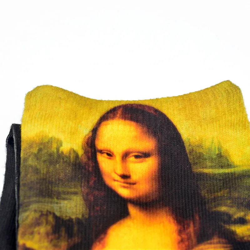 Chaussettes rétro Mona Lisa pour femmes et hommes, unisexe, célèbre, peinture à l\'huile, art, drôle, heureux, décontracté, hiver, printemps,