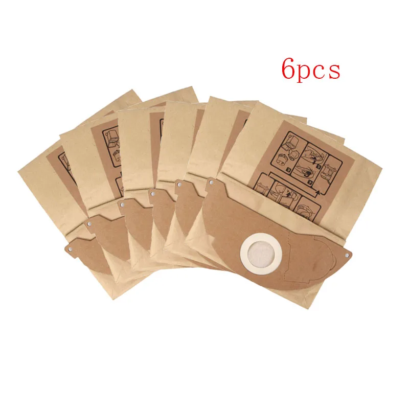 6 قطعة/الوحدة الغبار أكياس فراغ الغبار ورقة حقيبة ل كارشر WD2250 A2004 A2054 MV2 فراغ نظافة الغيار أجزاء الغبار أكياس جمع