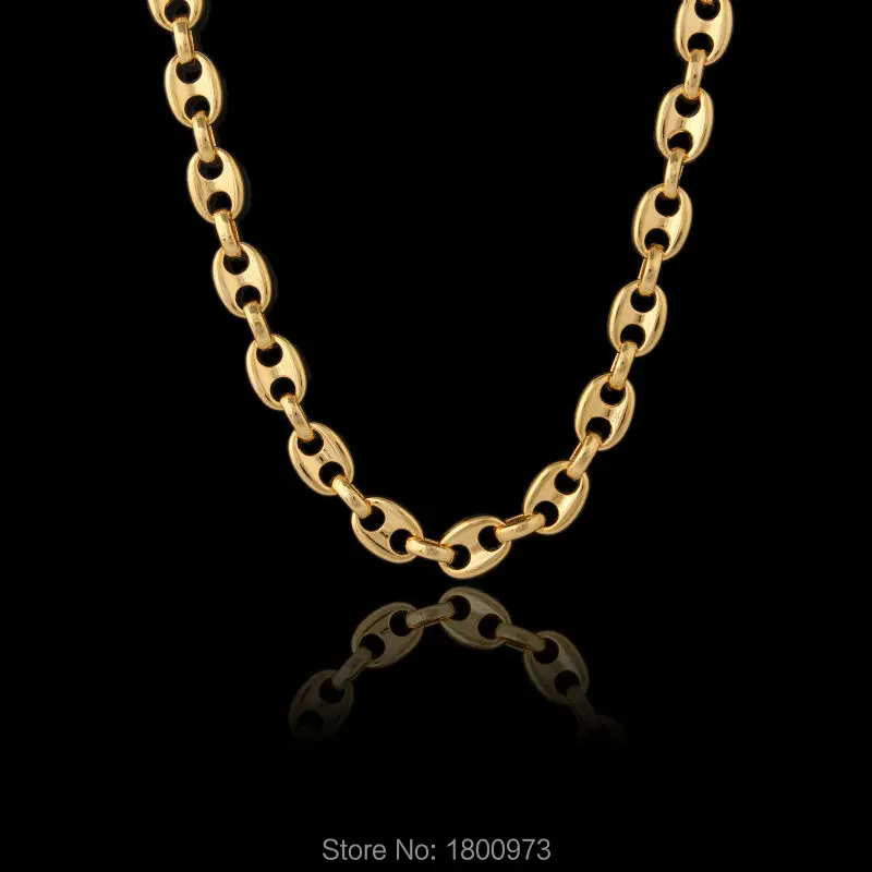 Adixyn Gold Color Necklace Fashion Men Jewelry Wholesale New Trendy Link Chain Collar Lobster Necklace