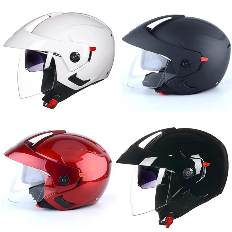 Casco de Moto con visera de doble lente para hombre y mujer, protector de cabeza de cara abierta para bicicleta eléctrica, Scooter de verano, S CE