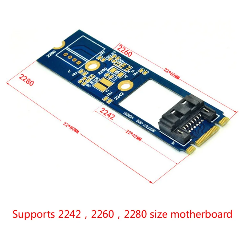 M2 SATA Adapter Convert Card B-M KEY M.2 NGFF SATA SSD to 7Pin Adapter Board Card Support 2242 2260 2280 Main Board for Computer