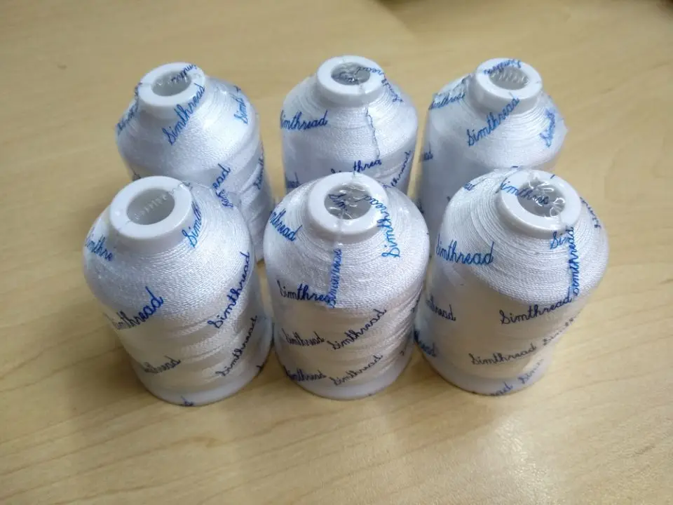 6 White color 100% Rayon Machine Embroidery Thread 800m each Ideal for Brother Janome Pfaff  and Most Home Embroidery Machines