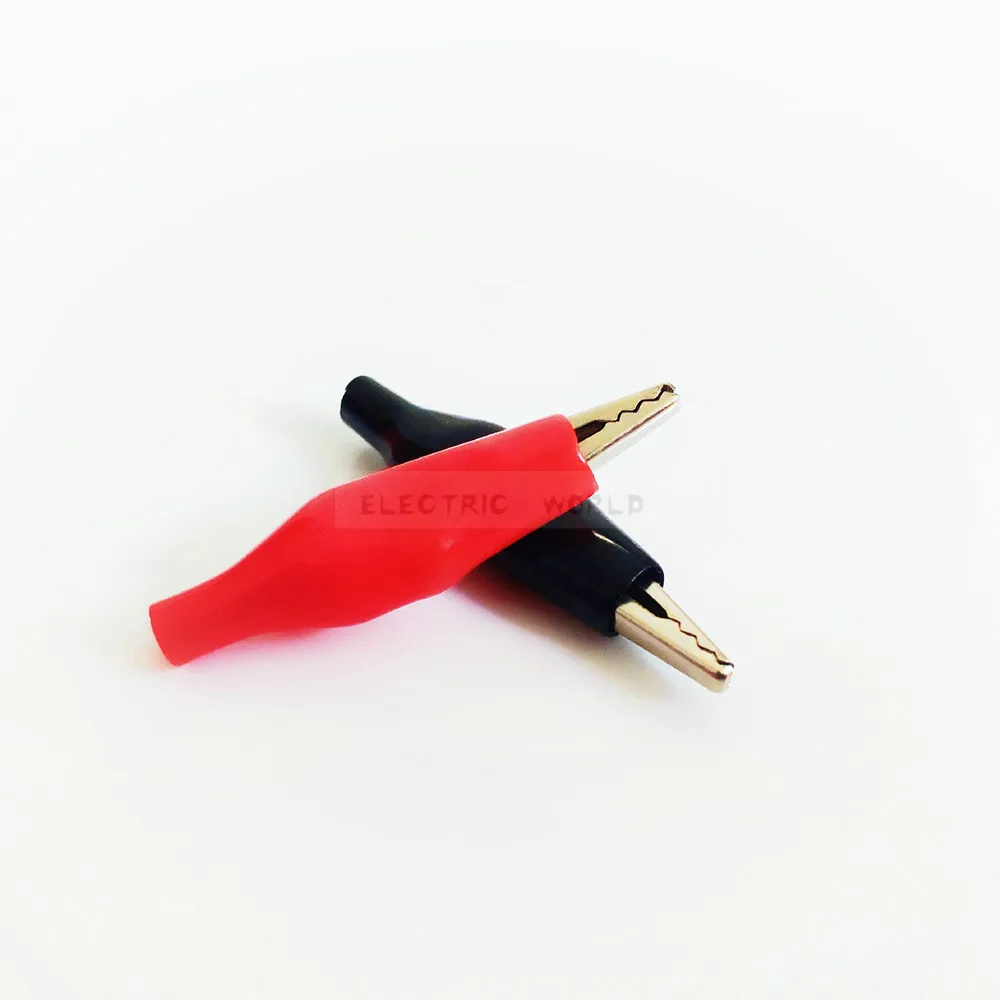 45mm Crocodile Clip 10pcs/lot G98 Electrical Clamp for Testing Probe Meter Black and Red with Plastic Boot  Metal Alligator Clip