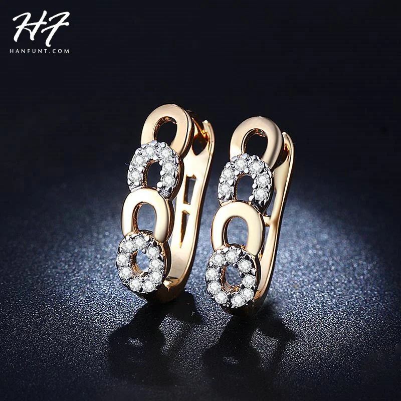 Classic Design Gold Color Cushion Cut Big CZ Crystal Wedding Hoop Earrings for Women E817