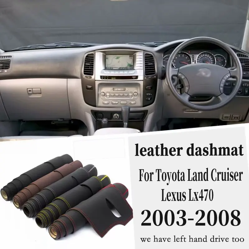 Leather Dashmat Dashboard Cover Pad Dash Mat Carpet Car Styling Accessories RHD For Toyota Land Cruiser Lc100 Lexus Lx470