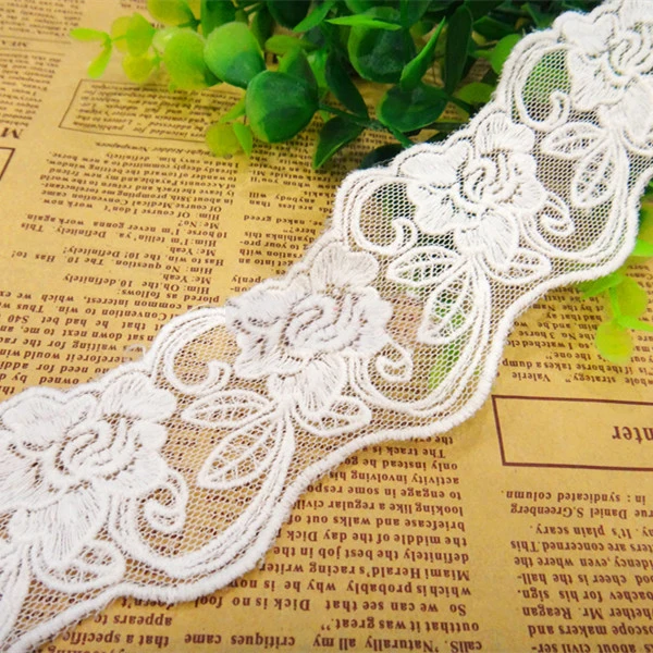 

10 yards/lot width 5.5cm 2.16" white mesh embroidery lace trim ribbon fabric for dress skirt clothes 20340L4K706