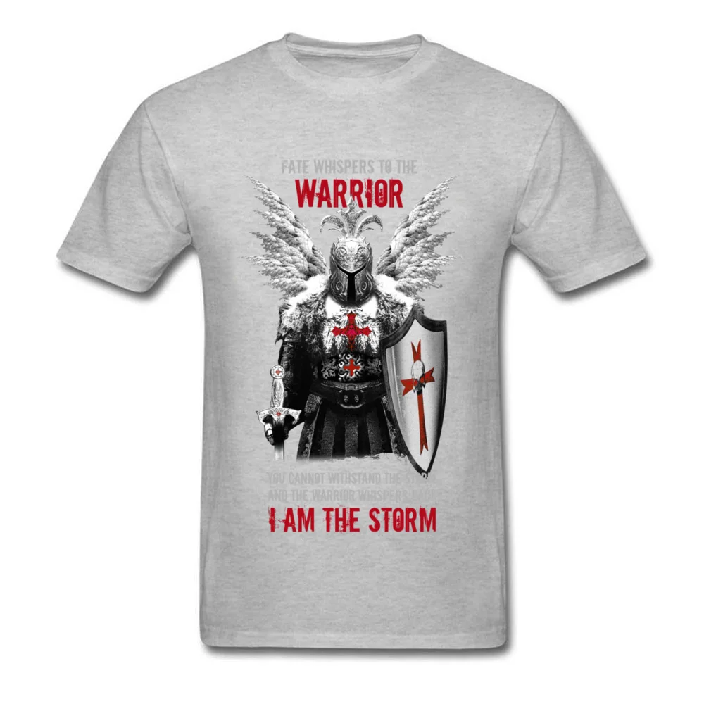 Fashion Men T Shirt Knights Templar Warrior Print Manly Male Black Tops Tees Pure Cotton No Fade Vintage Design T-shirt