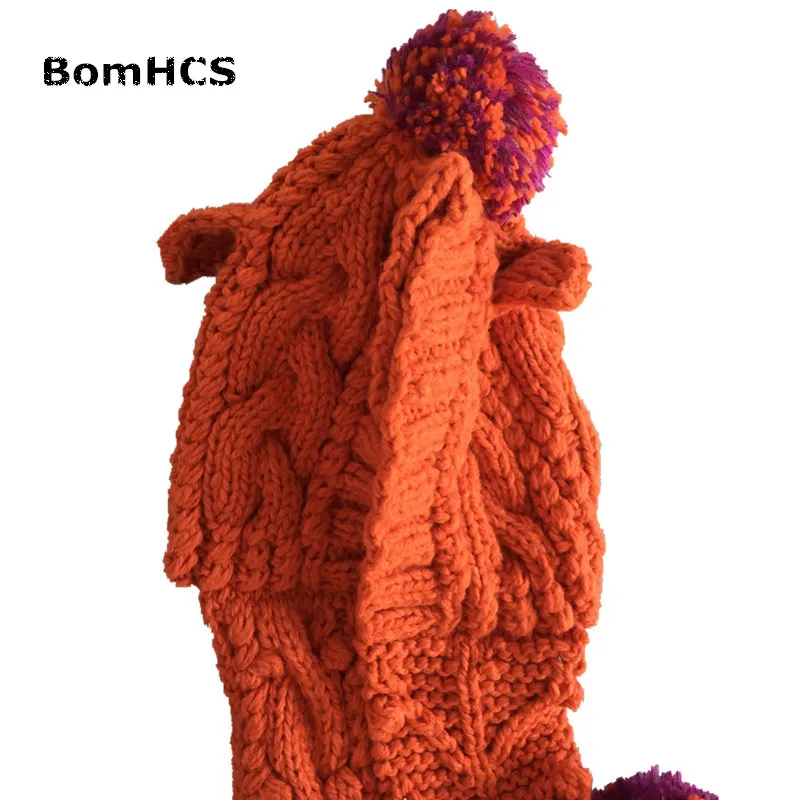 BomHCS Cat Ears Beanie Gloves Suit Handmade Winter Warm Thick Knitted Hat Caps