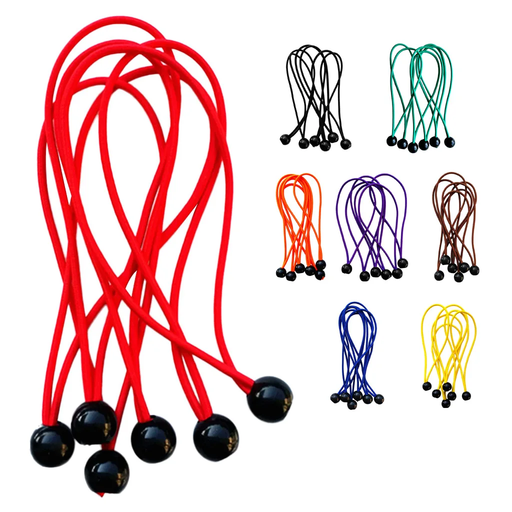 Hot Sale 6pcs 15mm Elastic Rope Ball Bungee Cord Tarp Tent Awning Fixing Tie Down Canopy Strap for Caving Climbing