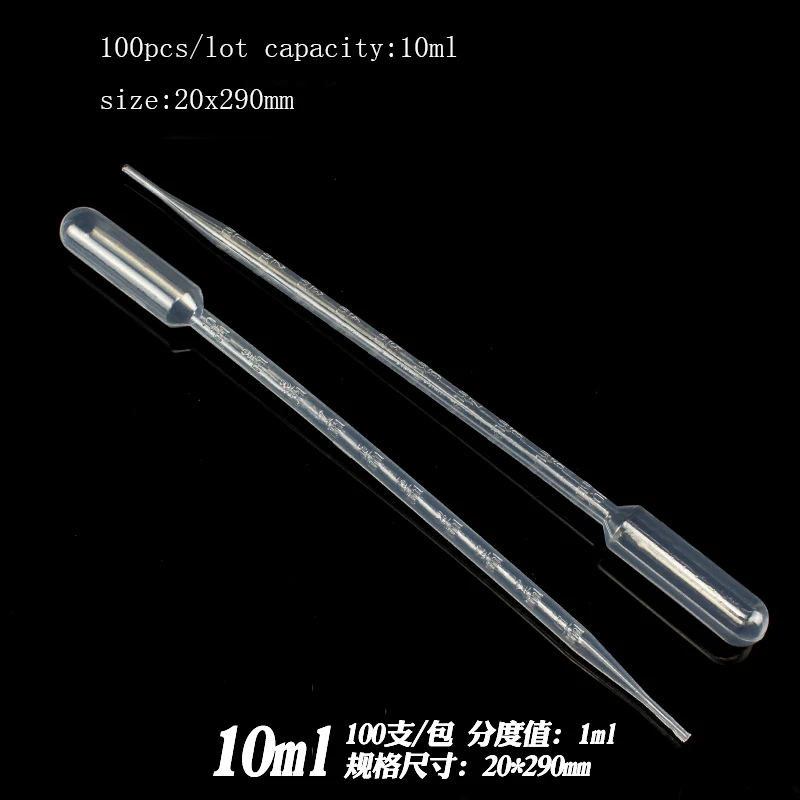 100 Pcs/lot 10ml Plastic Disposable Transfer Pipettes Eye Dropper Set Graduated Pipettes Polyethylene