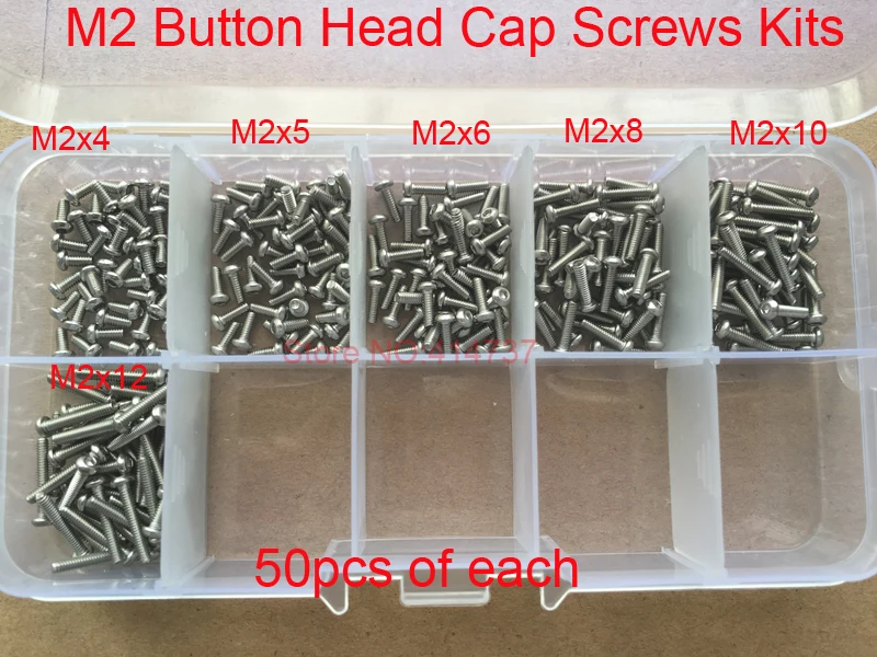 

300 шт./лот ISO7380 от M2 * 4 до M2 * 12 из нержавеющей стали A2 m2 шестигранная головка с полукруглой головкой винты комплект аксессуаров