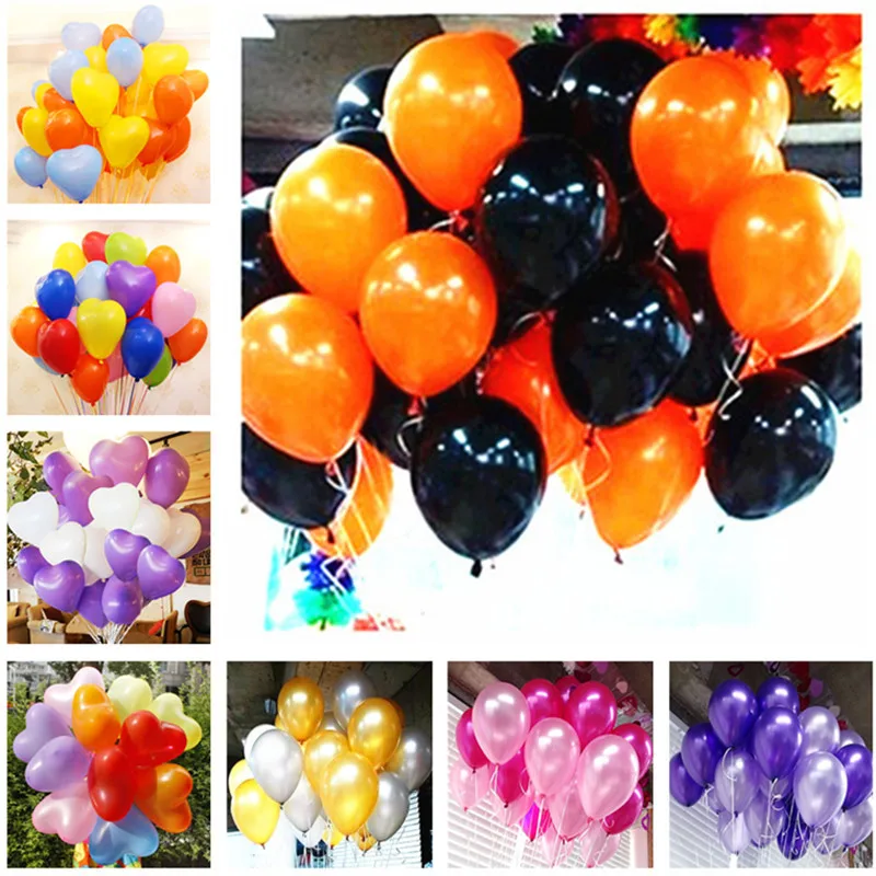 

5pcs 10 Inch Black White Heart Latex Balloon Inflatable Air Balls Children Birthday Party Balloons Wedding Decoration Float Ball