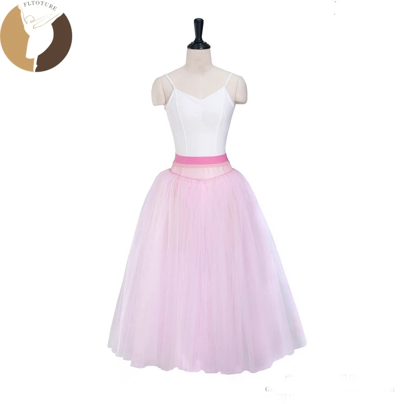 FLTOTURE L2006 Ballet Practice Soft Long Skirt 7 Layer Long Dress With Underpants Ballet Costumes Romantic Half Long Tutu Skirts