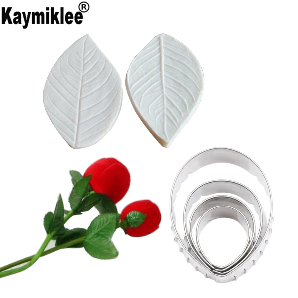 

Rose Leaf Cake Molds 3D Flower Petals Veiner in Heart Shaped Fondant Silicone Mold For Wedding Cake Decorating Tools CS313