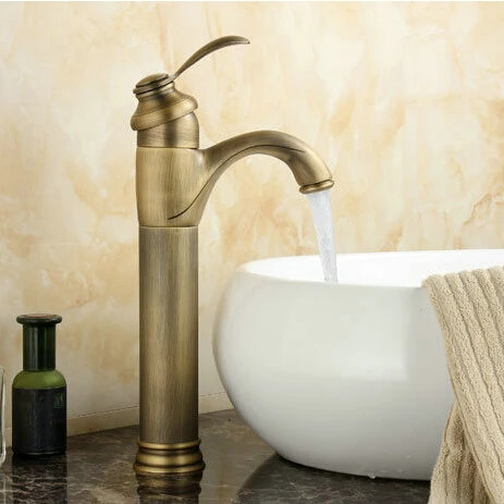 

Bathroom Basin Mixer Taps Antique Brass Finished Hot and Cold Deck Mounted with ceramic torneiras para banheiro crane AF1048