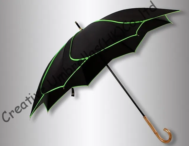 

Lotus leaf umbrellas,100%sunscreen,UPF>50+,black coating,TAIWAN formosa taffeta,UV protecting,rotated fluorescent green piping