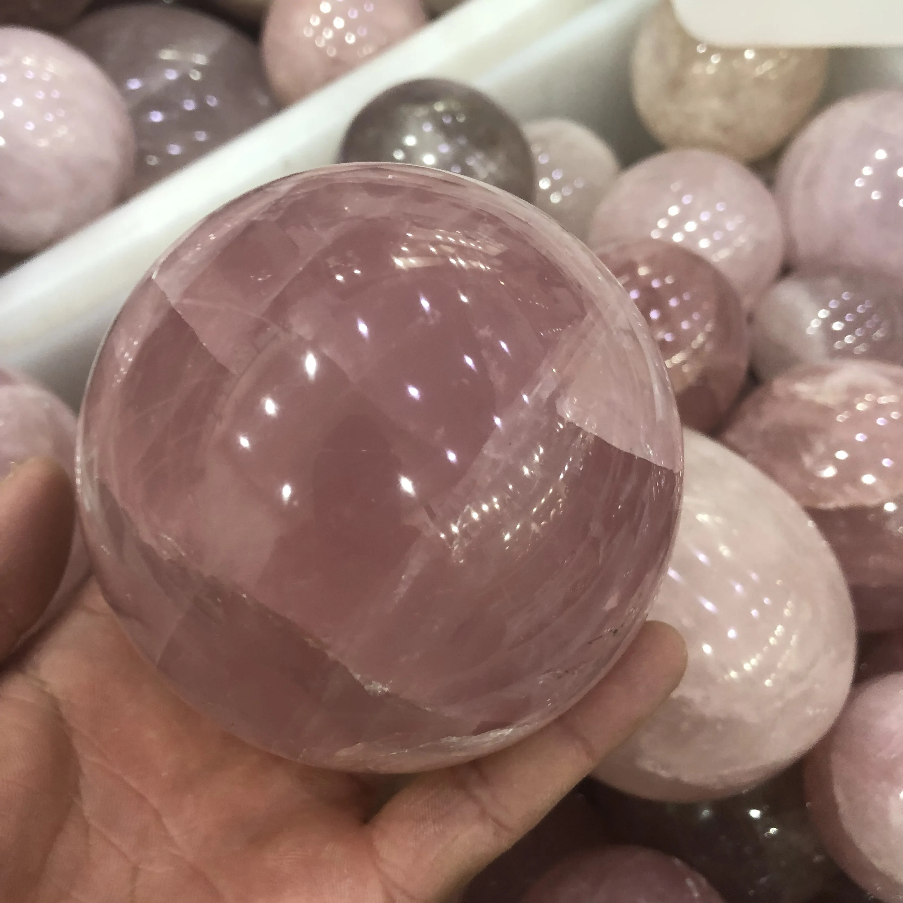 

10 cm nature rose quartz crystal healing ball ball
