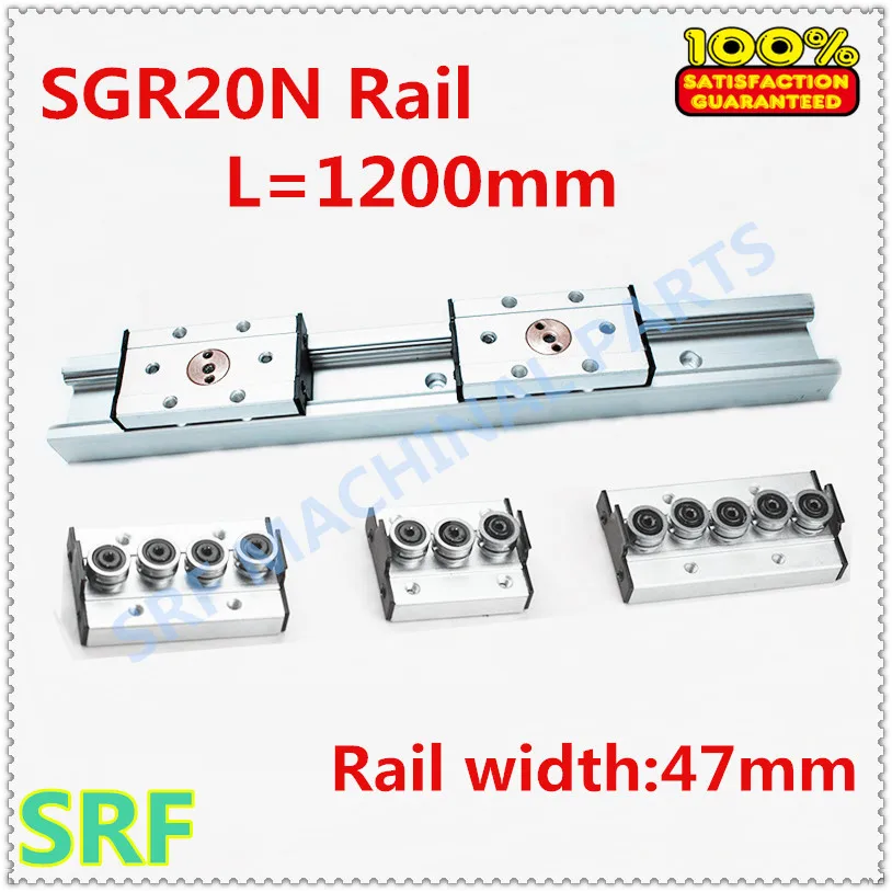 47mm width Rectangle Linear Rail SGR20N L=1200mm Internal Dual-Shaft Linear Roller Guide Rail with SGB20N wheel slide block