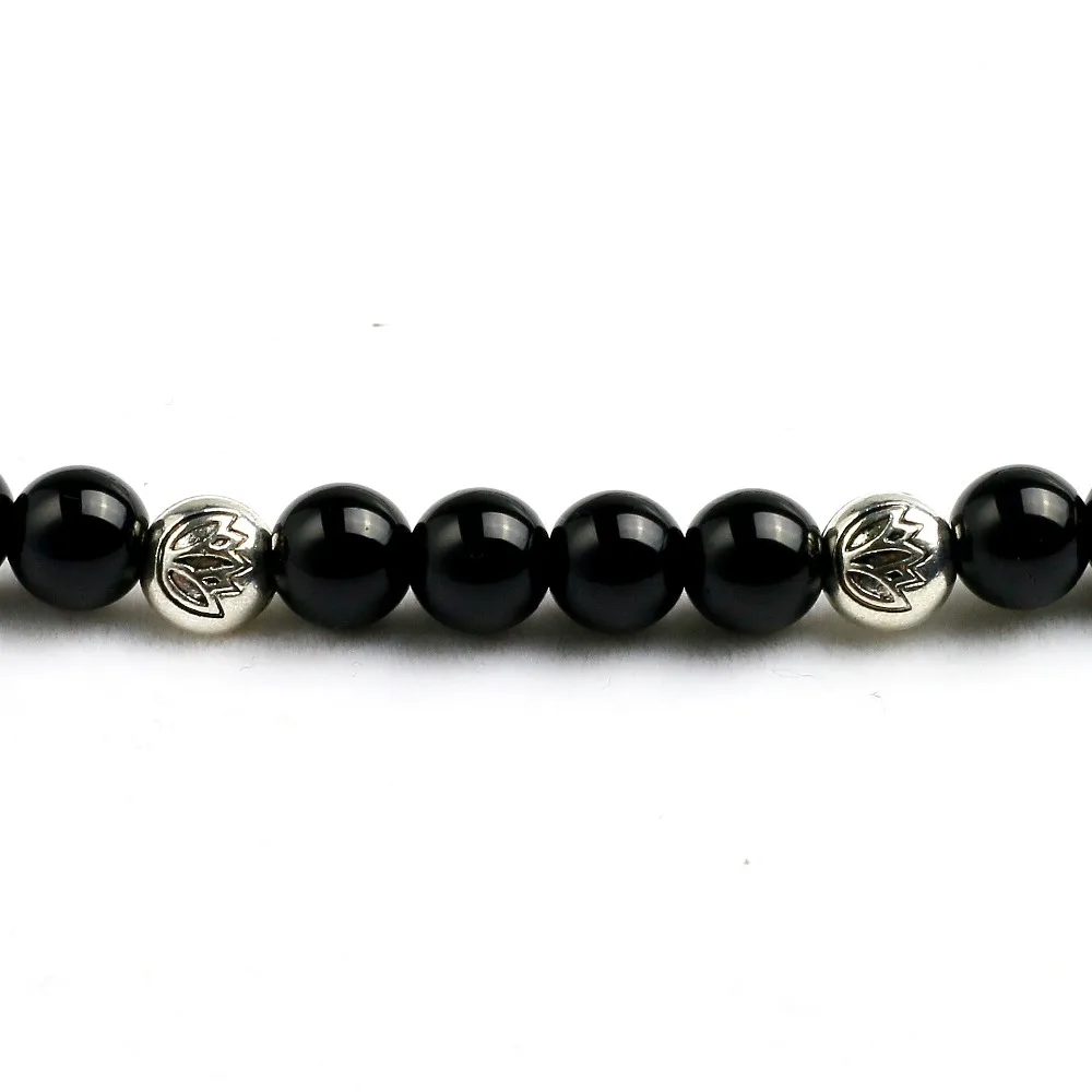 Natural Black Onyx Mala 108 Beads Bracelet Necklace Women Men Tree Life Om Charm Stone Powerful protection Yoga Jewelry