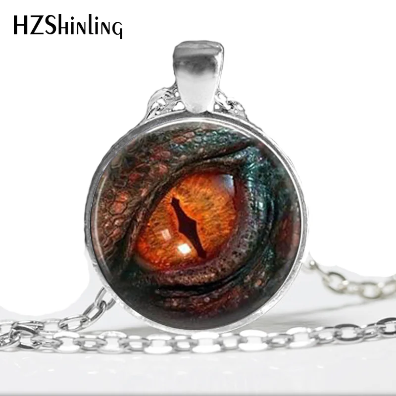 HZ--A460 New Dragon Eye Necklace Fiery Dragon Pendant Jewelry Glass Photo Cabochon Necklace HZ1