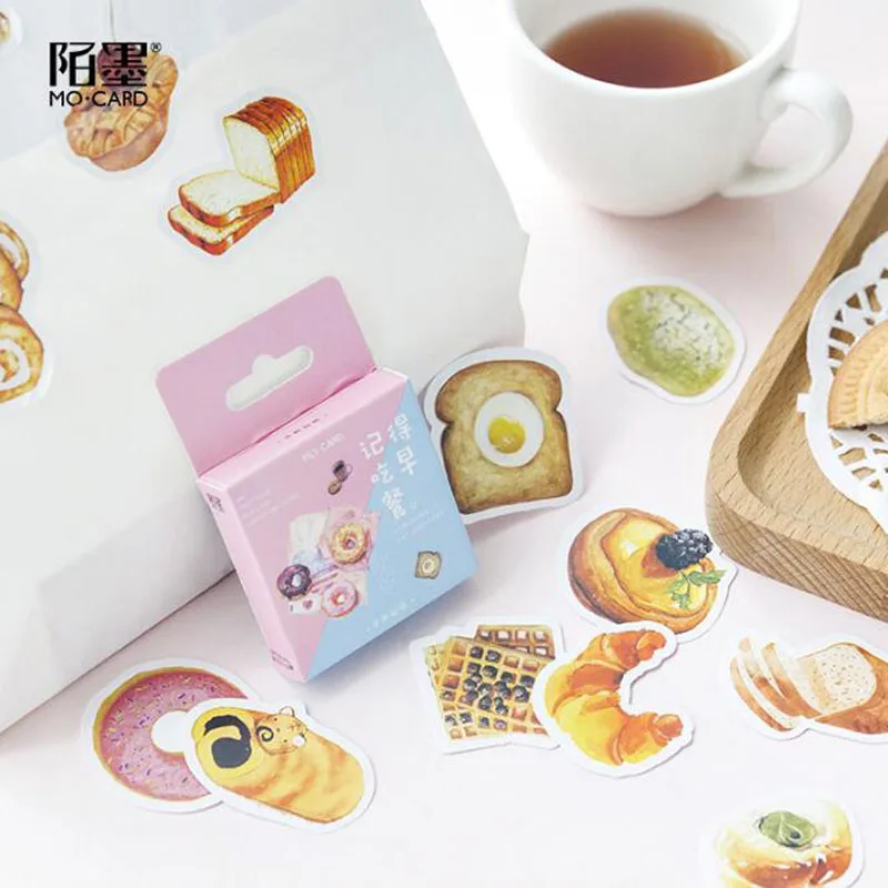 

Original Handbook Cute Sticker Remember To Eat Breakfast Shaped Mobile Phone Album Decoration Scrapbook Office School Supplies