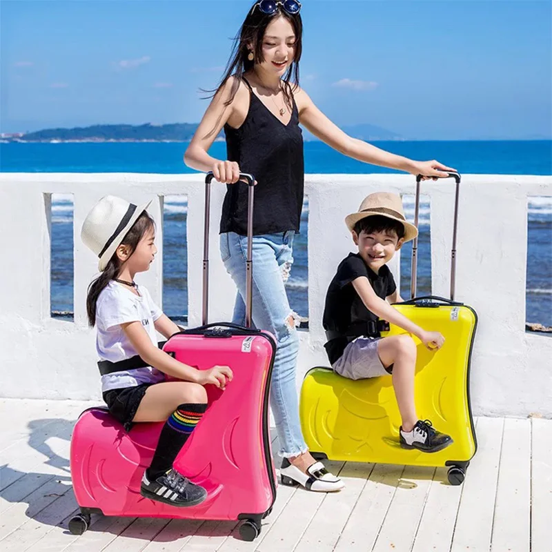 Hot!Kids fashion skateboard rolling luggage 20/24 inch children spinner travel trolley case cute baby carry on suitcase