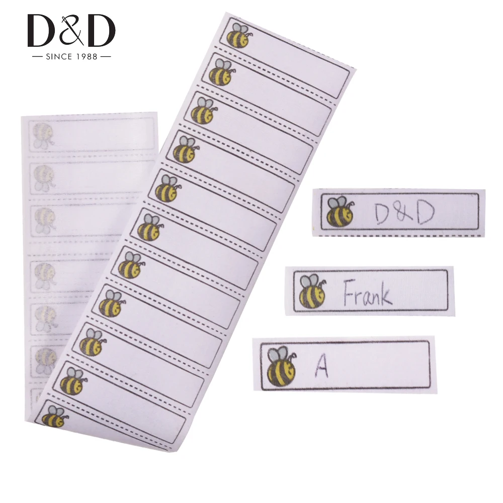 

D&D 100/200pcs White Washable Iron on Name Labels Garment Fabric Clothing Labels Tags Marker Set for School Sewing Accessories