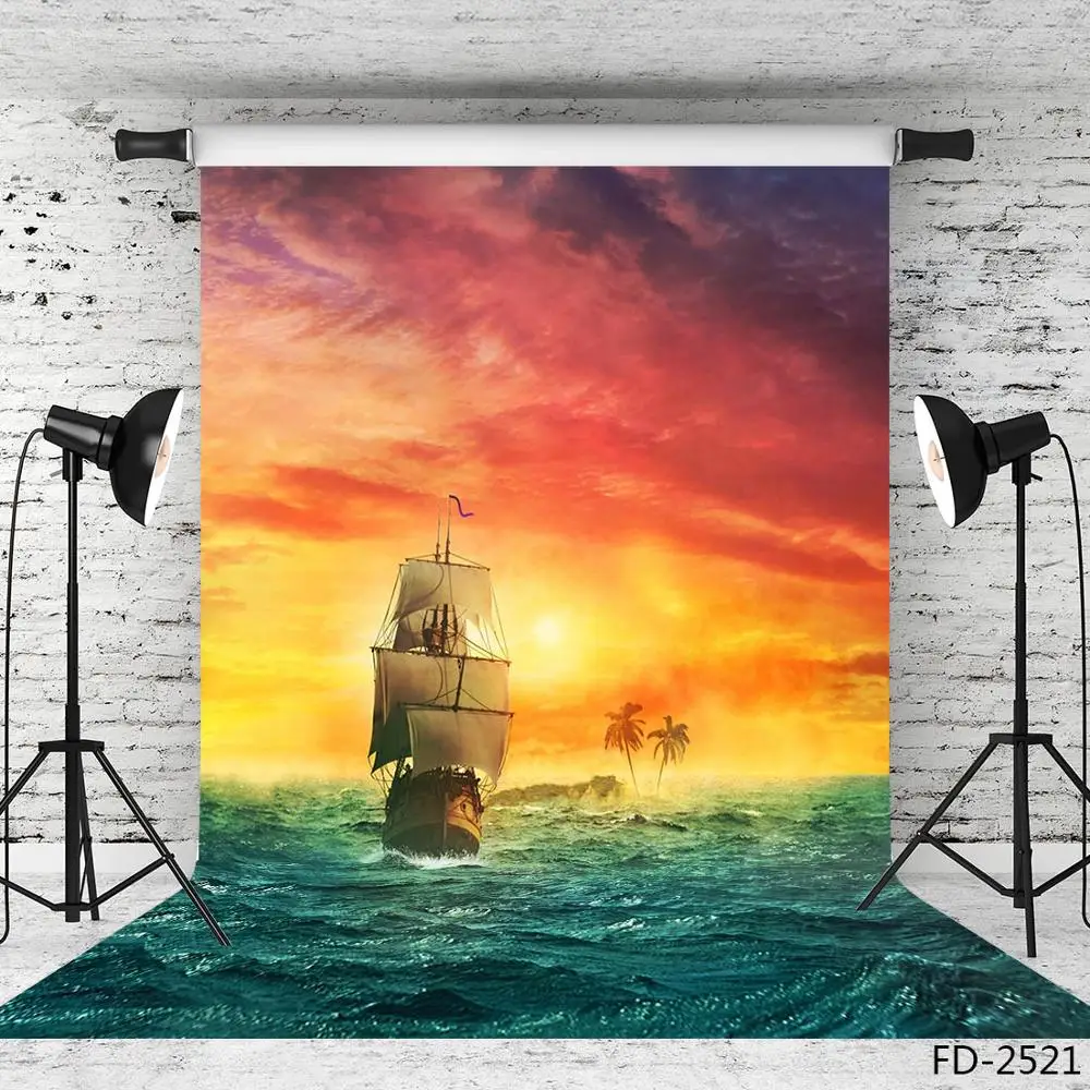 Sailing Evening Glow Sea Photographic Backgrounds Vinyl Photo Studio for Children Baby Backdrops Photo Studio Photo Shootings