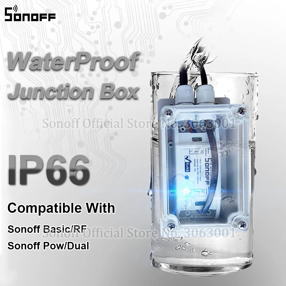 Sonoff IP66 Waterproof Junction Box Dustproof Easy to install Ensures safe use of Sonoff Basic/RF/Dual/Pow in wet environments