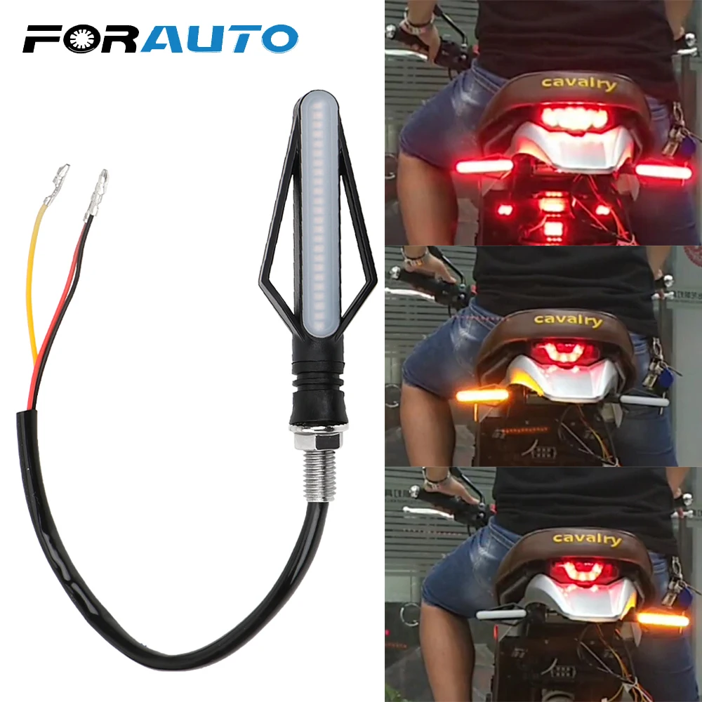 FORAUTO 1Pcs 24 LED Motorcycle Turn Signal Lights Motorbike Indicator for Fog Light Moto Tail Brake Lights Streamer Flashing