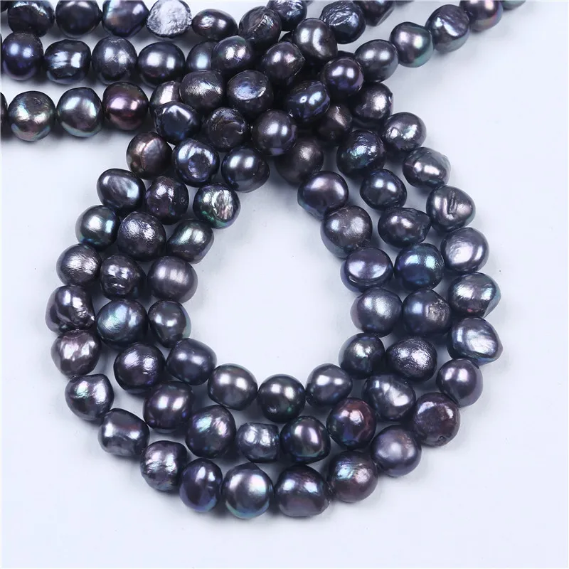 

DIY A Wholesale Black Freshwater Baroque Irregular Shape 9-10mm Loose Pearl Beads 16'' For Jewelry Making