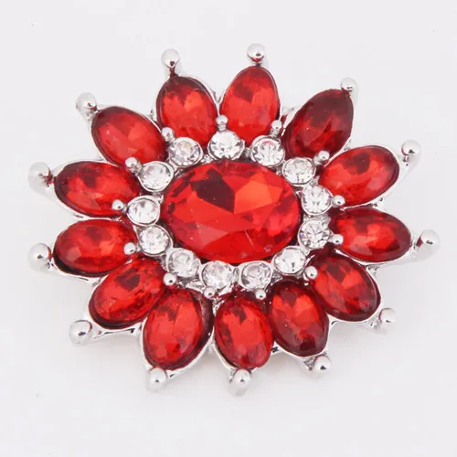 Hot KZ1169 Charm Flower Rhinestone Fashion 18mm snap buttons fit DIY snaps Bangles necklaces jewelry wholesale trendy women