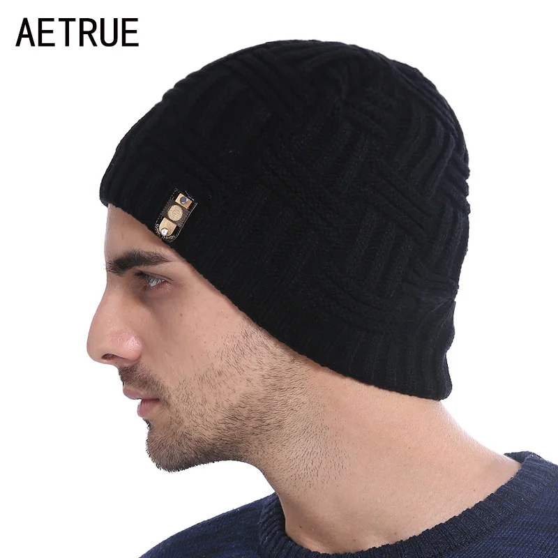 AETRUE Winter Beanies Bonnet Knit Hat Men Winter Hats For Men Women Brand Beanie Skullies Balaclava Black Gorros Warm Hats 2018