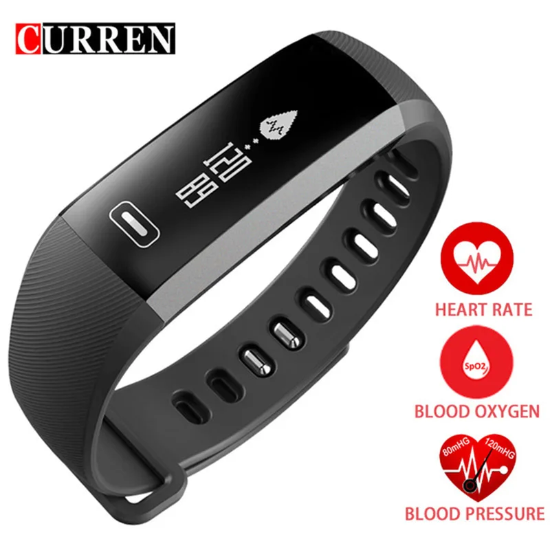 Top Brand CURREN R5 Smart Sport wrist Band Heart rate Blood Pressure Oxygen Oximeter Bracelet Watch intelligent For iOS Android