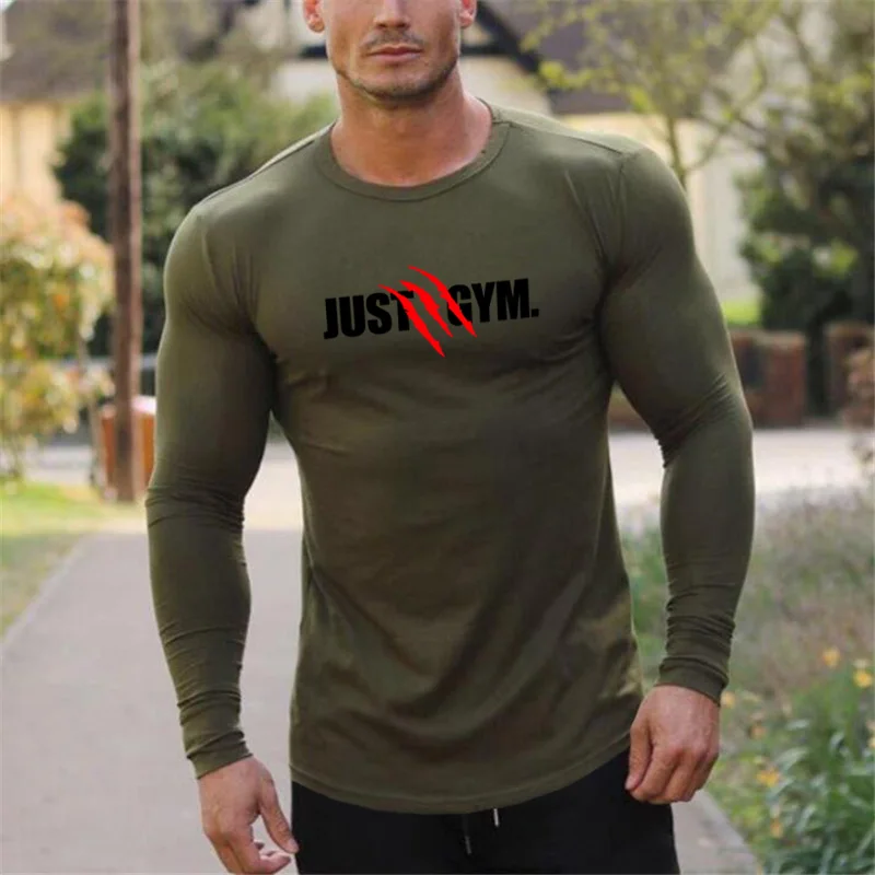 Muscleguys Mens Sporting O-neck Long Sleeve T Shirt homme Autumn Bodybuilding Fitness Brand Clothing Slim Fit T-Shirt Men Tshirt