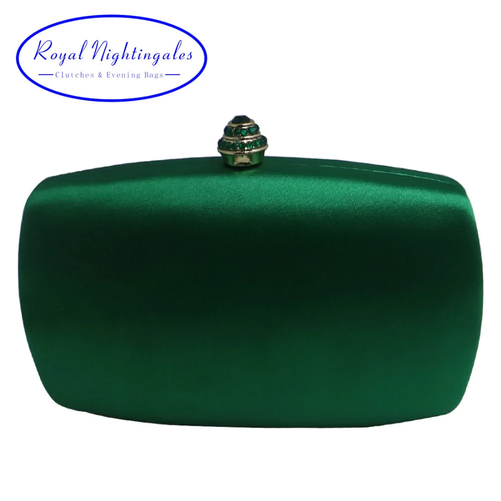 Elegant Hard Box Clutch Silk Satin Dark Green Evening Bags for Matching Shoes and Womens Wedding Prom Evening Party