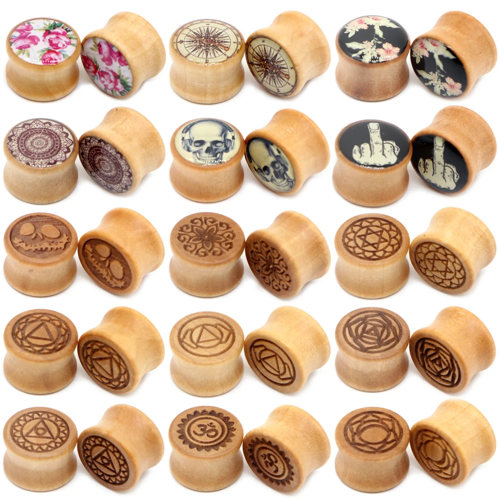 Alisouy 1pc Novel Natural Wood Ear Plugs Tunnels Jewelry Gauges 8-20mm Ear Tragus Expander Stretcher Body Piercing Jewelry