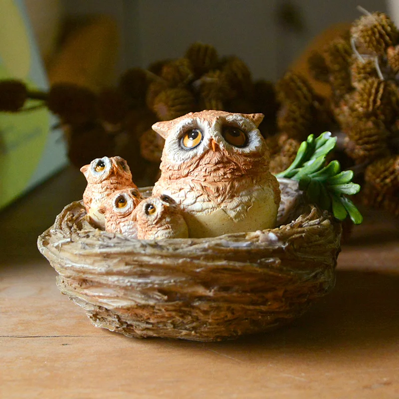 Owl Realistic Animal Figurine Scarecrow Decoration Home Lawn Moss Decor Ornaments Art Sculpture Garden Statue Children Gift